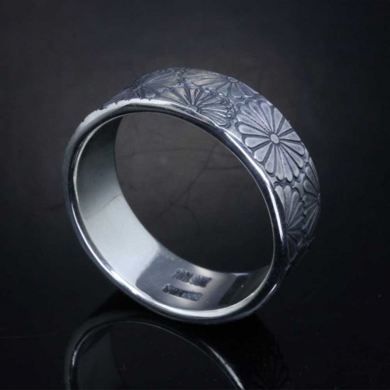 龍頭 乱菊 平打ち リング 幅8mm 14〜27号 指輪 花 メンズ シルバー シルバーリング メンズリング シルバー950 男性 彼氏 伝統技法 ギフト 人気_2