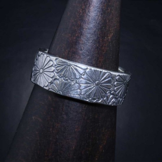 龍頭 乱菊 平打ち リング 幅8mm 14〜27号 指輪 花 メンズ シルバー シルバーリング メンズリング シルバー950 男性 彼氏 伝統技法 ギフト 人気_4
