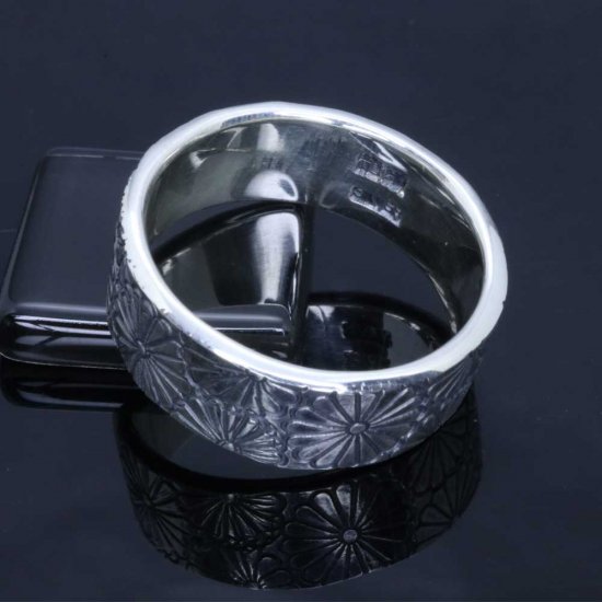 龍頭 乱菊 平打ち リング 幅8mm 14〜27号 指輪 花 メンズ シルバー シルバーリング メンズリング シルバー950 男性 彼氏 伝統技法 ギフト 人気_5