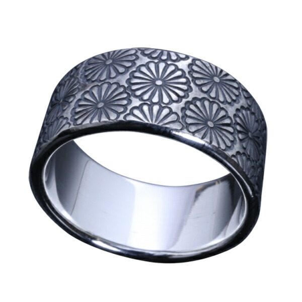 龍頭 乱菊 平打ち リング 弐 幅10mm 14〜27号 指輪 花 メンズ シルバー シルバーリング メンズリング シルバー950 男性 彼氏 伝統技法 ギフト 人気