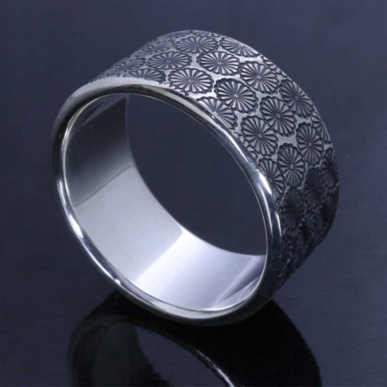 龍頭 乱菊 平打ち リング 参 幅10mm 14〜27号 指輪 花 メンズ シルバー シルバーリング メンズリング シルバー950 男性 彼氏 伝統技法 ギフト 人気_2