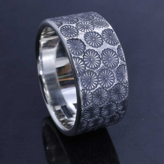 龍頭 乱菊 平打ち リング 参 幅10mm 14〜27号 指輪 花 メンズ シルバー シルバーリング メンズリング シルバー950 男性 彼氏 伝統技法 ギフト 人気_3