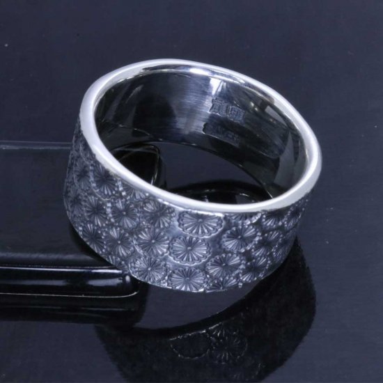 龍頭 乱菊 平打ち リング 参 幅10mm 14〜27号 指輪 花 メンズ シルバー シルバーリング メンズリング シルバー950 男性 彼氏 伝統技法 ギフト 人気_5