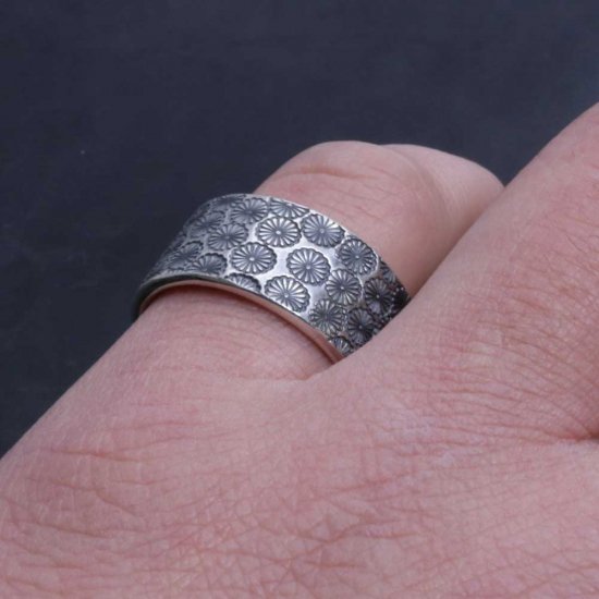 龍頭 乱菊 平打ち リング 参 幅10mm 14〜27号 指輪 花 メンズ シルバー シルバーリング メンズリング シルバー950 男性 彼氏 伝統技法 ギフト 人気_7