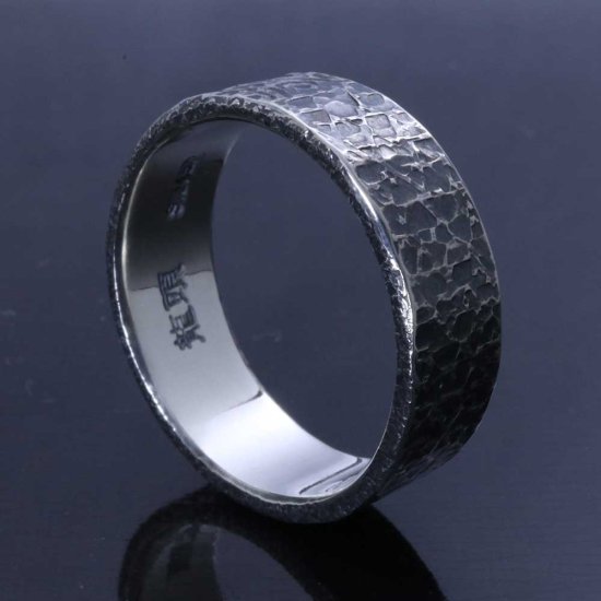 龍頭 ハーフ&ハーフ 鎚目 リング 8mm幅 6〜27号 指輪 メンズ シルバー シルバーリング メンズリング シルバー950 男性 彼氏 伝統技法 ギフト 人気_3