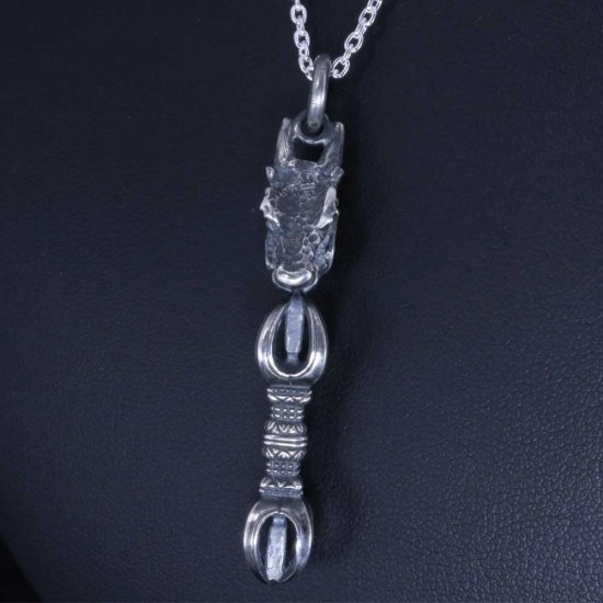 龍頭 龍五鈷杵 ネックレス チェーン付き ペンダント メンズ シルバー シルバーネックレス メンズネックレス 竜 ドラゴン シルバー950 男性 彼氏_3