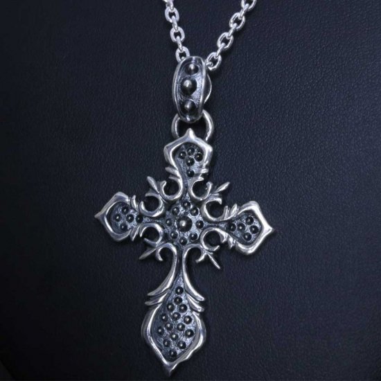 龍頭 霰十字架 ネックレス チェーン付き ペンダント メンズ シルバー シルバーネックレス メンズネックレス シルバー950 男性 彼氏 伝統技法 ギフト_1