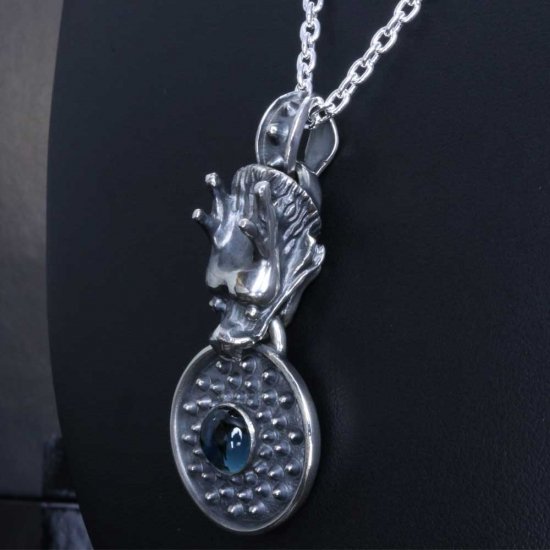 龍頭 龍頭×霰ラウンド ネックレス チェーン付き ペンダント メンズ シルバー シルバーネックレス メンズネックレス 竜 ドラゴン 天然石_3