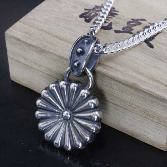 龍頭 菊 (大) ネックレス チェーン付き ペンダント メンズ シルバー シルバーネックレス メンズネックレス 花 シルバー950 男性 彼氏 伝統技法 ギフト_2