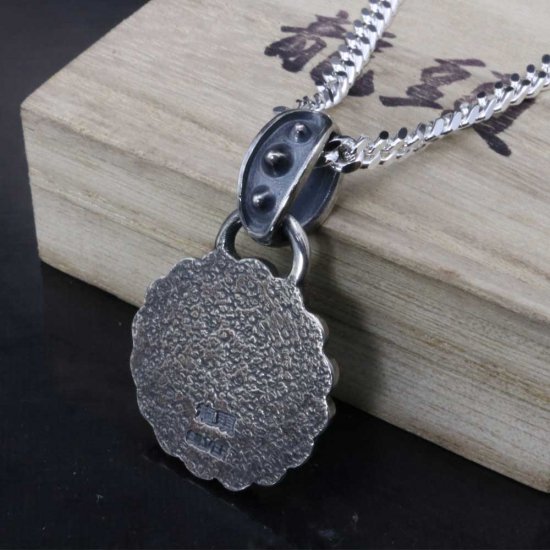 龍頭 菊 (大) ネックレス チェーン付き ペンダント メンズ シルバー シルバーネックレス メンズネックレス 花 シルバー950 男性 彼氏 伝統技法 ギフト_3