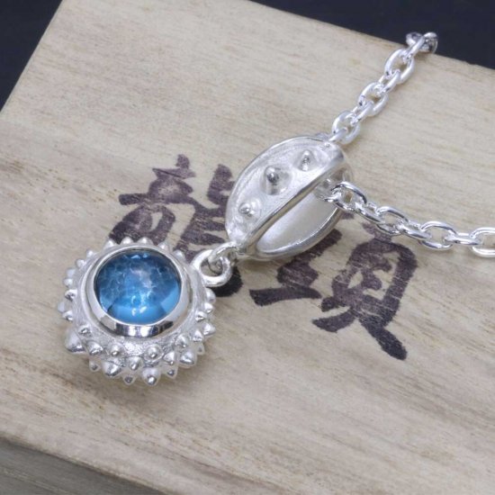 龍頭 ブルートパーズ 霰ベビー ネックレス チェーン付き ペンダント メンズ シルバー シルバーネックレス メンズネックレス 天然石 シルバー950 男性_5