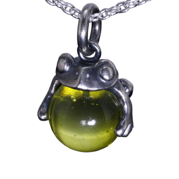 龍頭 蛙玉 (Yellow Glass) ペンダントトップ チェーンなし トップ ヘッド メンズ レディース シルバー ネックレストップ ペンダントヘッド カエル