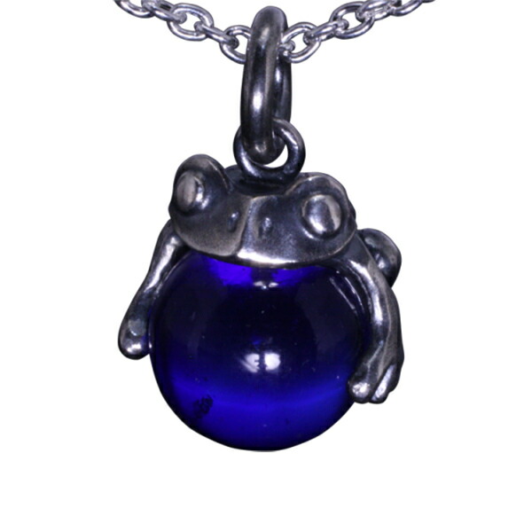 龍頭 蛙玉 (Cobalt Glass) ネックレス チェーン付き ペンダント メンズ レディース シルバー シルバーネックレス メンズネックレス カエル