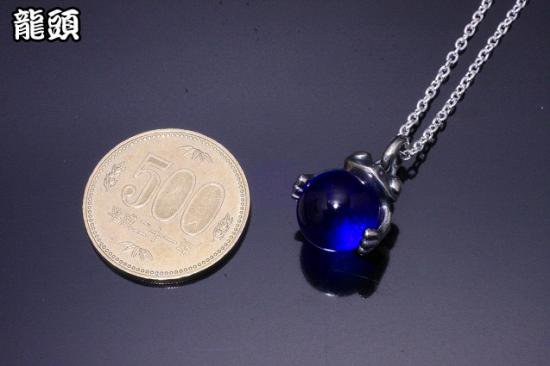 龍頭 蛙玉 (Cobalt Glass) ネックレス チェーン付き ペンダント メンズ レディース シルバー シルバーネックレス メンズネックレス カエル_2
