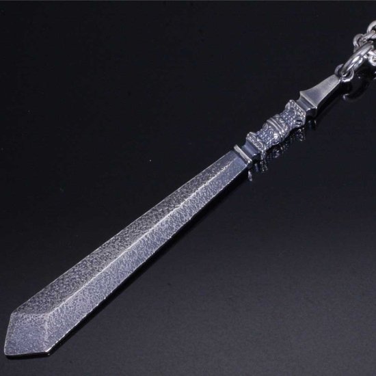 龍頭 独鈷剣 ネックレス チェーン付き ペンダント メンズ シルバー シルバーネックレス メンズネックレス 剣 刀 武器 シルバー950 男性 彼氏 伝統技法_1