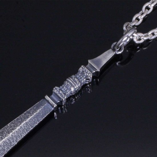 龍頭 独鈷剣 ネックレス チェーン付き ペンダント メンズ シルバー シルバーネックレス メンズネックレス 剣 刀 武器 シルバー950 男性 彼氏 伝統技法_3
