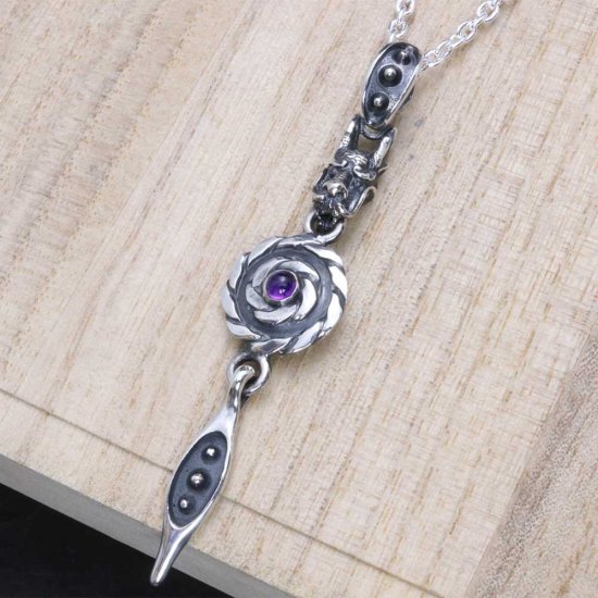 龍頭 龍 ツイスト 3 ネックレス チェーン付き ペンダント メンズ シルバー シルバーネックレス メンズネックレス 竜 ドラゴン 天然石 シルバー950_1