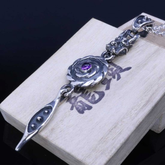 龍頭 龍 ツイスト 3 ネックレス チェーン付き ペンダント メンズ シルバー シルバーネックレス メンズネックレス 竜 ドラゴン 天然石 シルバー950_7