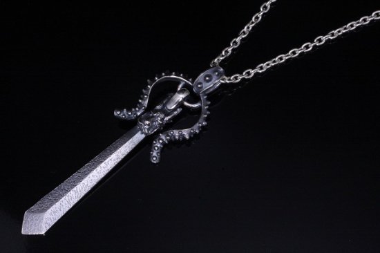 龍頭 霰刺又龍剣 ネックレス チェーン付き ペンダント メンズ シルバー シルバーネックレス メンズネックレス 竜 ドラゴン 剣 刀 武器 シルバー950_1