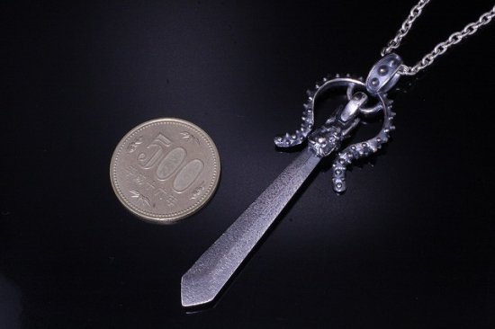 龍頭 霰刺又龍剣 ネックレス チェーン付き ペンダント メンズ シルバー シルバーネックレス メンズネックレス 竜 ドラゴン 剣 刀 武器 シルバー950_3