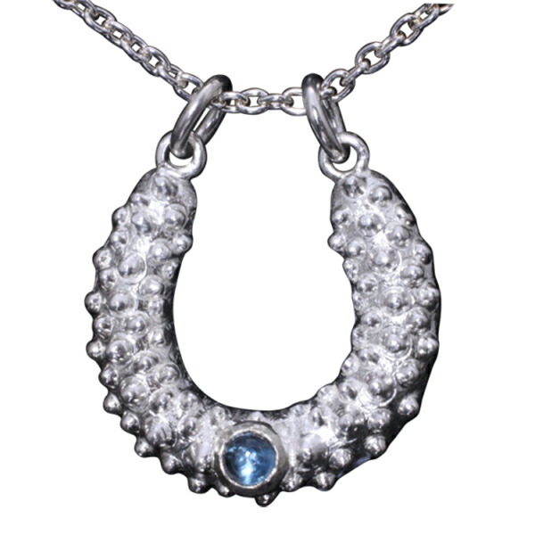 龍頭 ブルートパーズ 霰馬蹄 ネックレス チェーン付き ペンダント メンズ シルバー シルバーネックレス メンズネックレス 天然石 シルバー950 男性