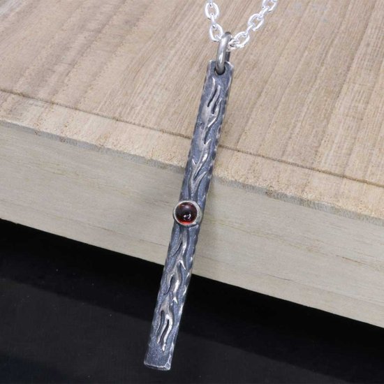 龍頭 石付き いぶし 火焔 ネックレス チェーン付き ペンダント メンズ シルバー シルバーネックレス メンズネックレス 火炎 炎 天然石 シルバー950_8