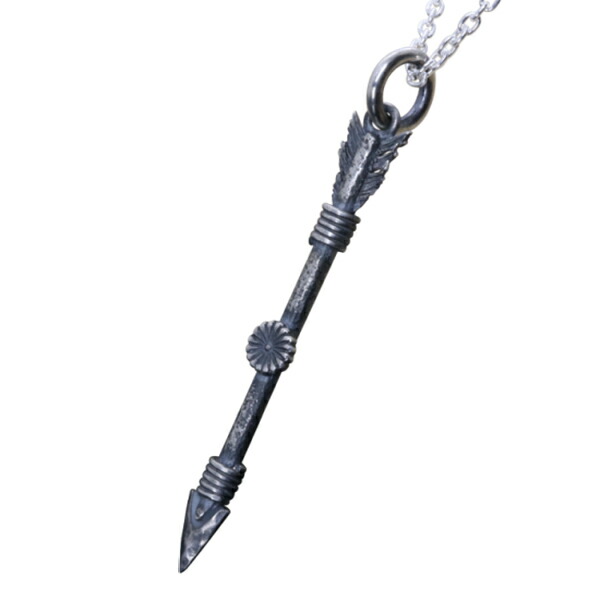 龍頭 いぶし 生弓矢 菊紋 ネックレス (矢) Mサイズ チェーン付き ペンダント メンズ シルバー シルバーネックレス メンズネックレス 花 弓矢