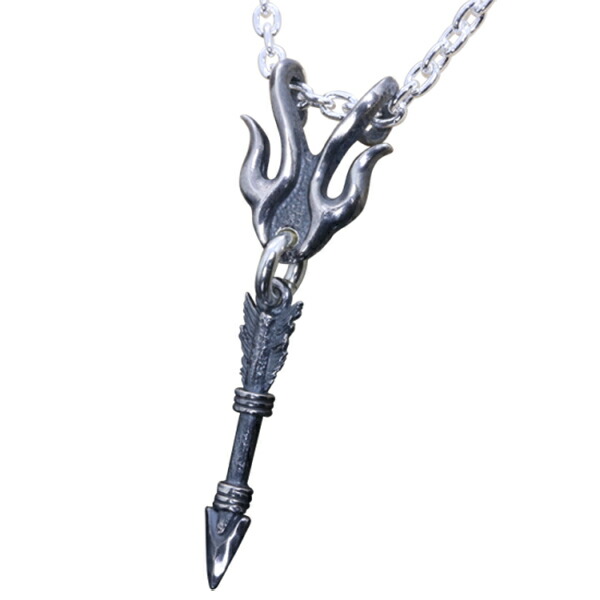 龍頭 いぶし 火龍一本矢 ネックレス チェーン付き ペンダント メンズ シルバー シルバーネックレス メンズネックレス 竜 ドラゴン 弓矢 矢 火炎 炎の通販は 11,286円