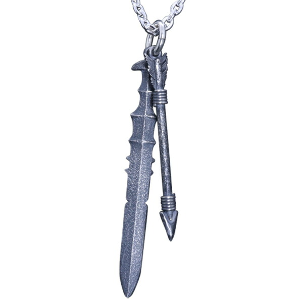 龍頭 草薙剣× 生弓矢 ネックレス チェーン付き ペンダント メンズ シルバー シルバーネックレス メンズネックレス 剣 刀 武器 弓矢 シルバー950 男性