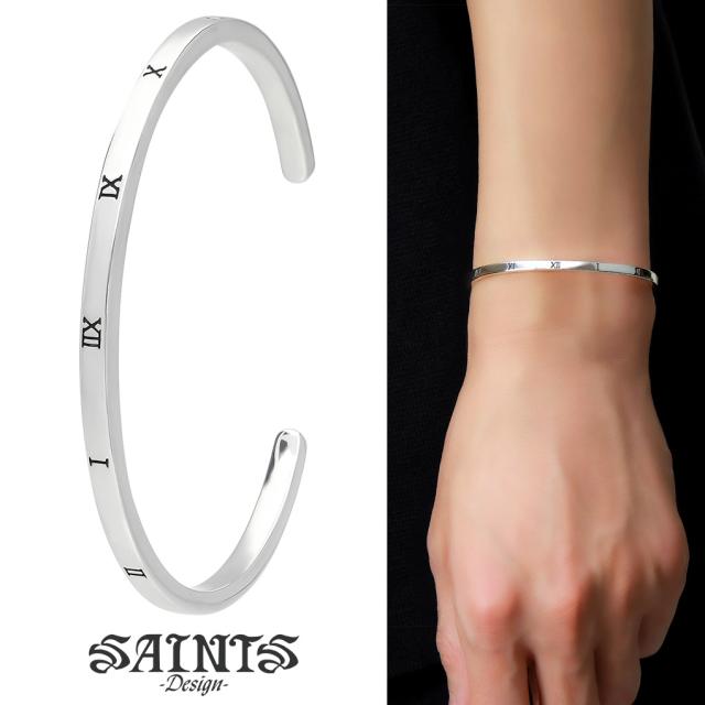 SAINTS セインツ 時空 ローマ数字 バングル シルバー ブレスレット