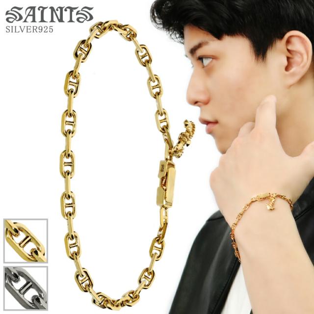 SAINTS セインツ マリーンブレス ブレスレット 20cm シルバー ゴールド チェーンブレスレット アンカーチェーン アンカー 錨 マリン シンプルの通販は 12,705円