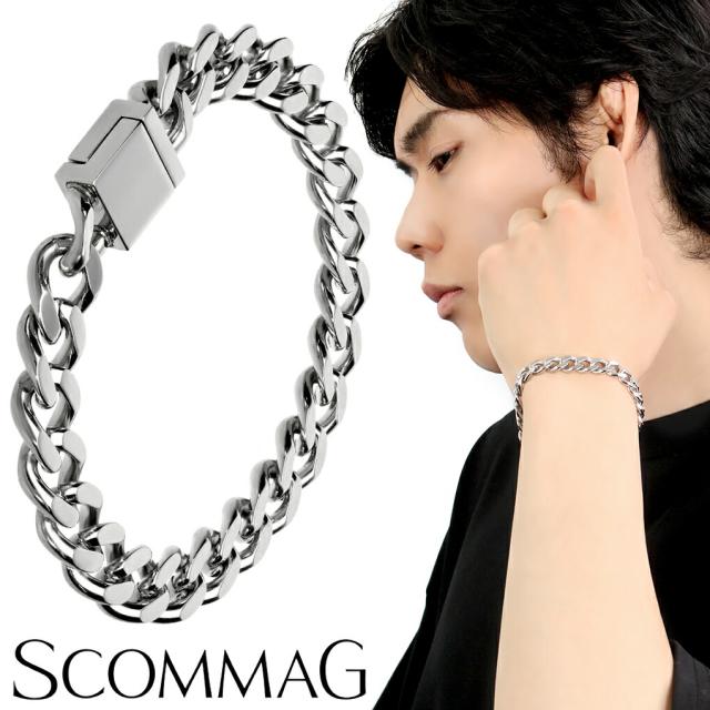 SCOMMAG スムースカーブ ステンレス 喜平 チェーン ブレスレット Lサイズ 喜平チェーン きへい メンズブレスレット ブレス サージカルステンレス