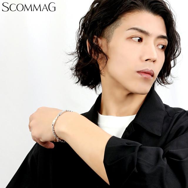 SCOMMAG ツイスト スマート ステンレス ブレスレット Lサイズ プレート 喜平 きへい チェーン ひねり ねじり メンズブレスレット ブレス_3