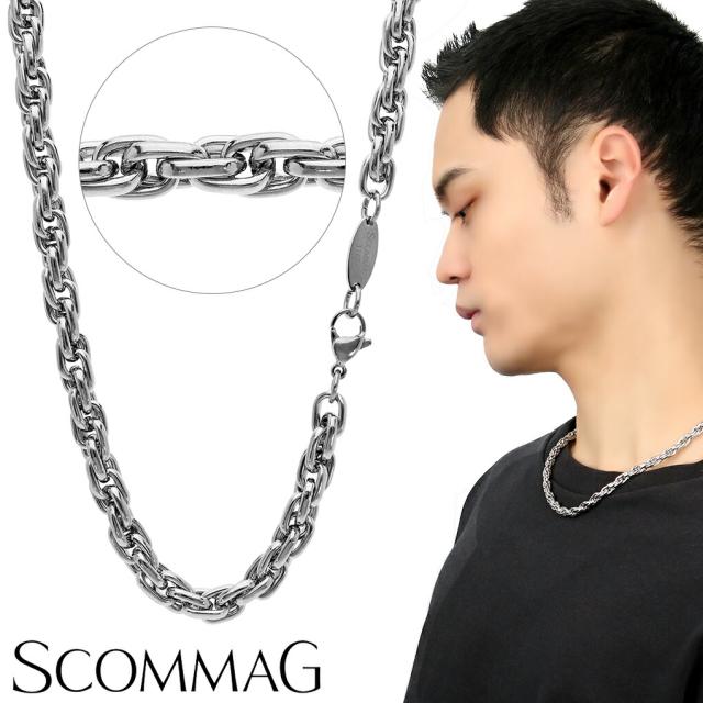 SCOMMAG ステンレス ロープ チェーン ネックレス ステンレスチェーン ネックレスチェーン チェーンのみ サージカルステンレス 金属アレルギー