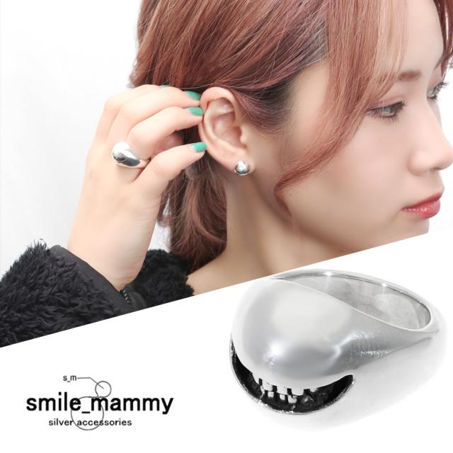smile_mammy スマイル リング 指輪 5〜18号 シルバー925 ドームリング シグネットリング ニヤニヤ スマイル 笑顔 歯 口 不気味 ホラー ダーク