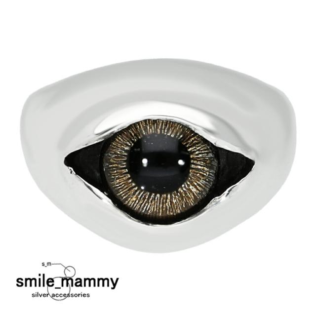 smile_mammy stare リング 指輪 9〜26号 シルバー 925 ドームリング シグネットリング 目 目玉 追視 義眼 不気味 ホラー ダーク グロテスク