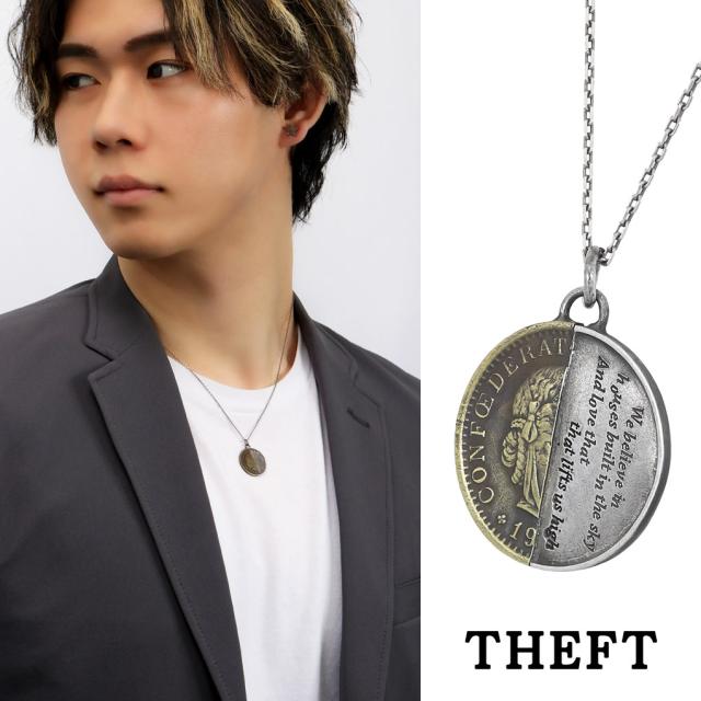 THEFT セフト ハーフ コイン エリザベス ネックレス ペンダント ペンダントトップ ペンダントチャーム シルバー HALF COIN NEC 硬貨 ビンテージ