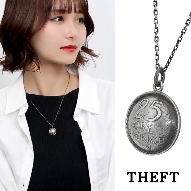 THEFT セフト コイン プッシュ トップ ネックレス ペンダント ペンダントトップ ペンダントチャーム シルバー Coin Push top 硬貨 ビンテージ