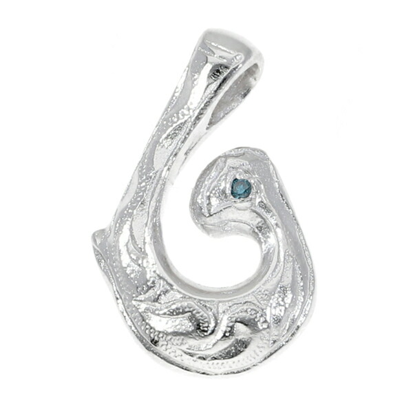 ブルー ダイヤモンド ハワイアン フィッシュフック L ペンダントトップ ネックレスチャーム (チェーンなし) シルバー925 ネックレス ペンダントの通販は 6,020円