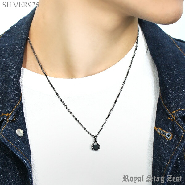 Royal Stag ZEST ブラックジルコニア アラベスク シルバー ネックレス メンズ 男性用 シルバー925 ペンダント stag ジルコニア メンズネックレス_2