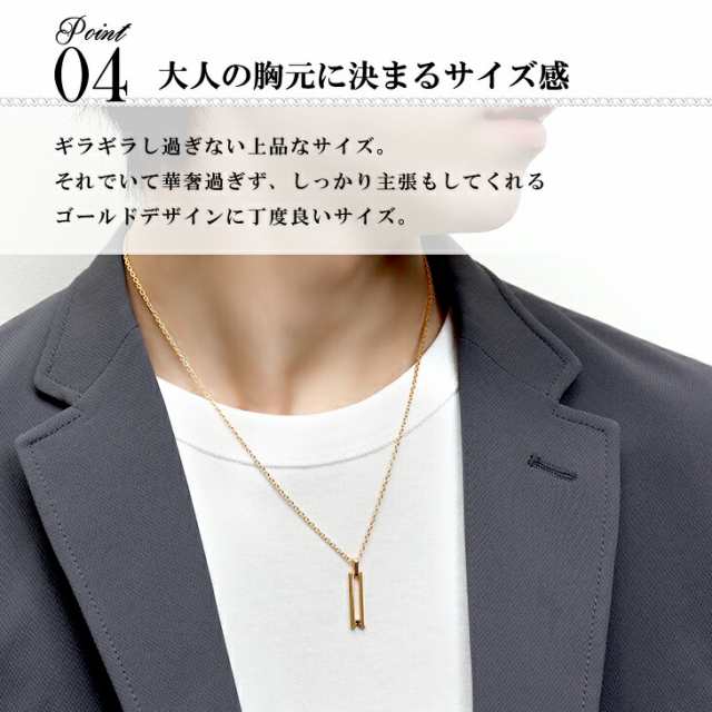 ゴールド ブラックジルコニア ネックレス メンズネックレス