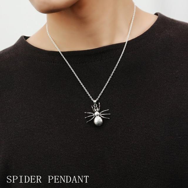 クモ 立体 シルバー ネックレス ペンダント ペンダントトップ 蜘蛛