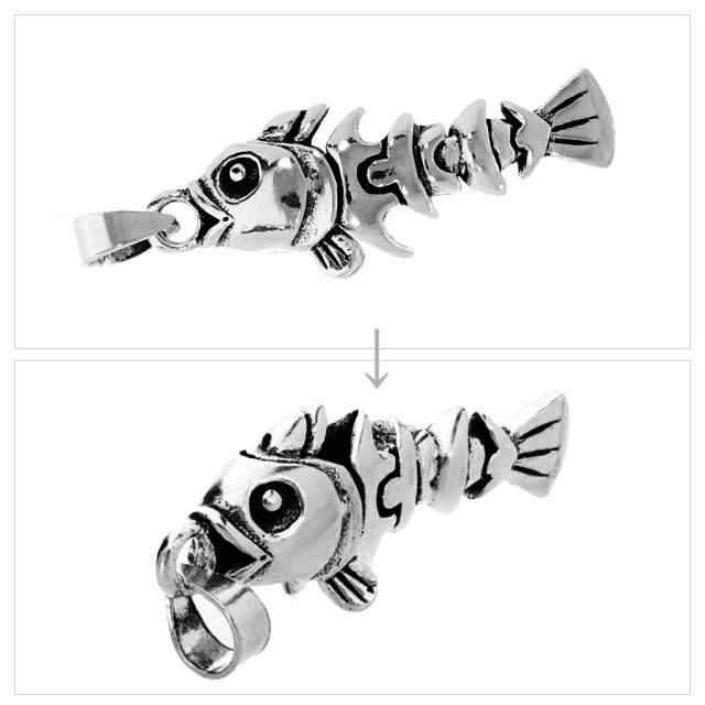 魚の骨 立体 シルバー ネックレス ペンダント ペンダントトップ 魚 サカナ 骨 海 マリン 水辺 動物 生き物 グッズ アクセサリー 動く ギミック 魚骨_2