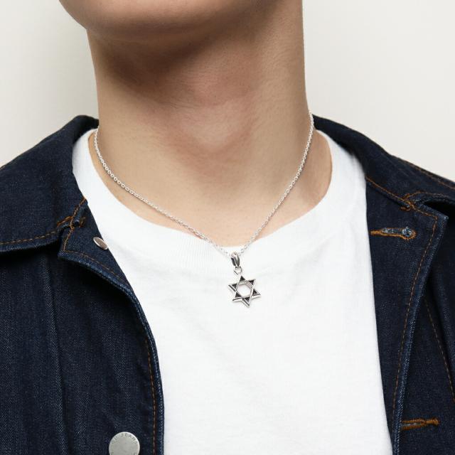 シンプル ヘキサグラム 六芒星 シルバー ペンダントトップ ネックレス ペンダント シルバー925 シルバーアクセサリー ダビデ ユダヤ クール_2