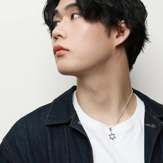 シンプル ヘキサグラム 六芒星 シルバー ペンダントトップ ネックレス ペンダント シルバー925 シルバーアクセサリー ダビデ ユダヤ クール_3