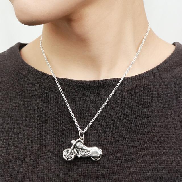 オートバイ シルバー ネックレス ペンダント ペンダントトップ ペンダントチャーム バイク 単車 二輪車 乗り物 グッズ アクセサリー メンズ_2