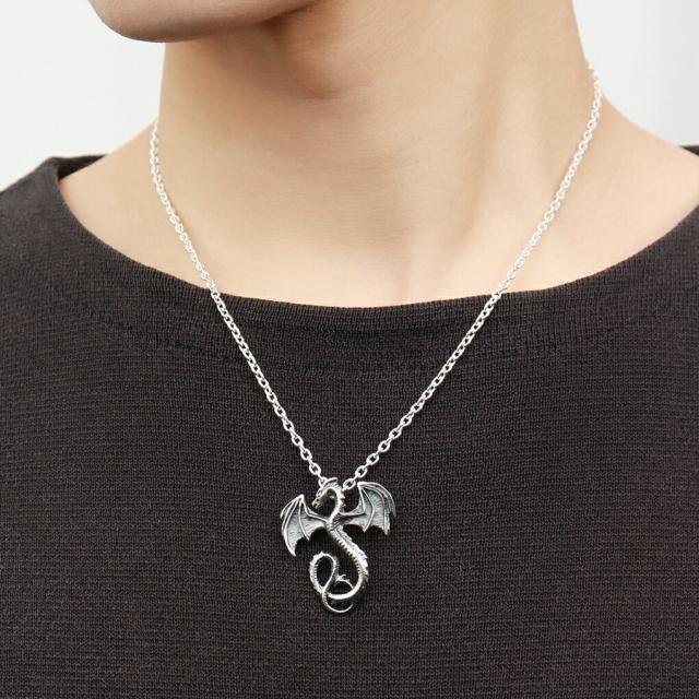 ドラゴン シルバー ネックレス ペンダント ペンダントトップ ペンダントチャーム シルバー925 竜 龍 りゅう グッズ アクセサリー メンズ 男性 彼氏 夫_2