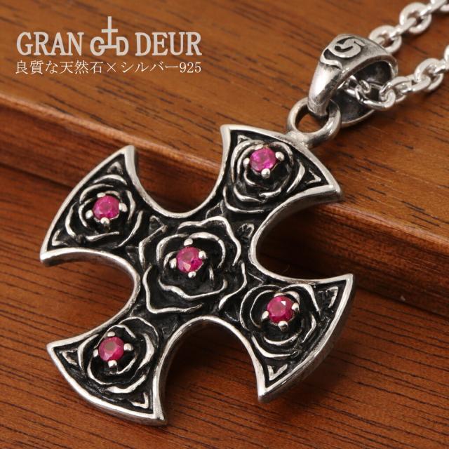 GRAN DEUR アイアン クロス 薔薇 シルバー 925 ネックレス ペンダント