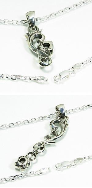 キュービックジルコニアアラベスク 唐草シルバーペアネックレス ネックレス ペア カップル シルバー 2本セット_3