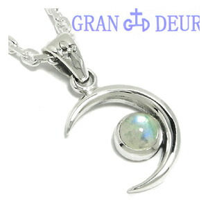 【GRAN DEUR】レインボームーンストーンと月 シルバーペンダントトップ ペンダントヘッド(チェーンなし)シルバー925/メンズ ネックレス ブランド 6月 誕生石の通販は
